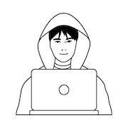 Karen Wang, Student Illustration of a person wearing a hoodie and working from their laptop