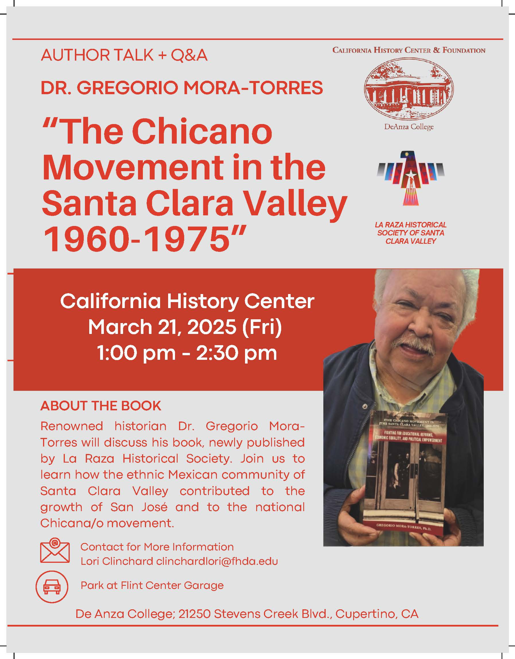 Flyer for Gregorio Mora-Torres Author Talk and Q&A