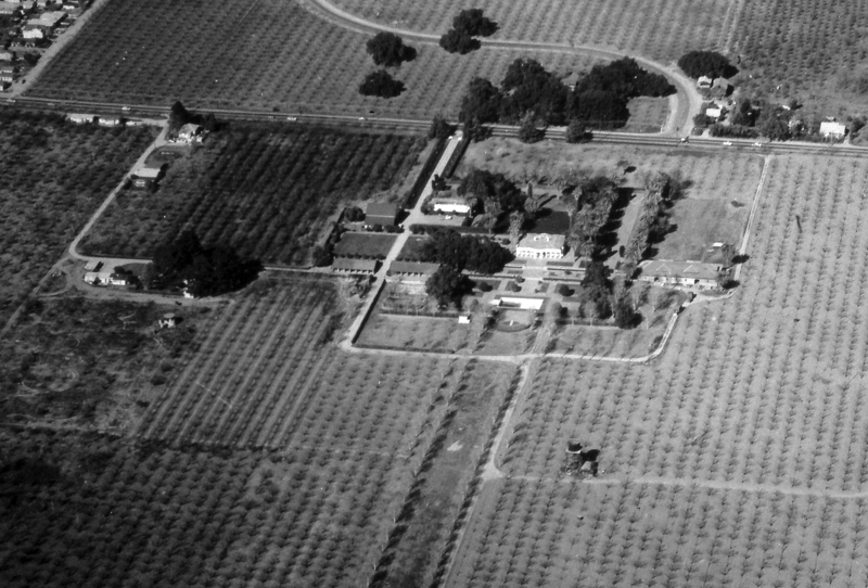 Le Petit Trianon & surrounding land. Road crossing upper portion of image is Steven Creek Road (later Blvd.) 1950s