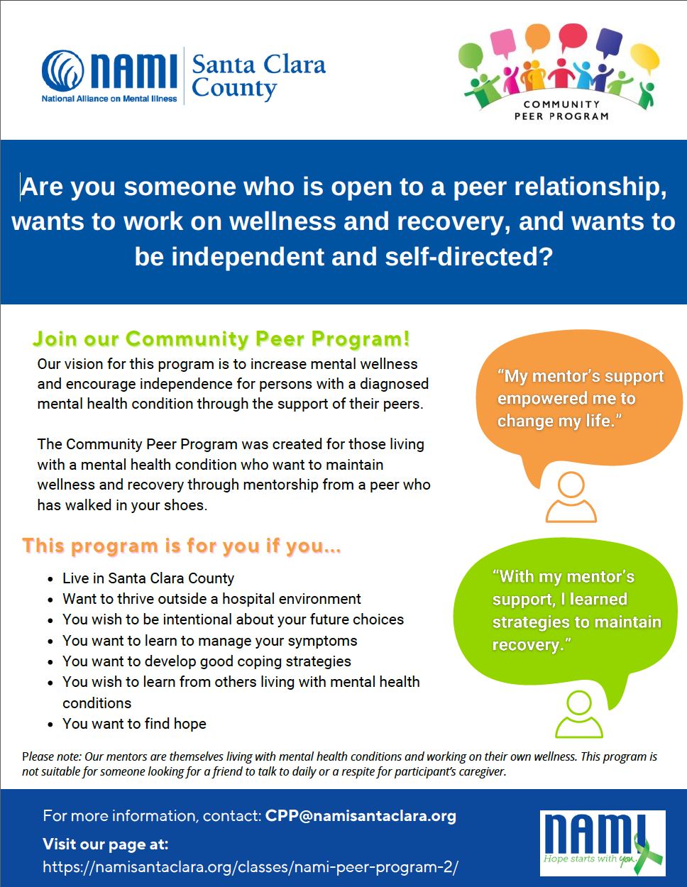 Community Peer Program Flyer Screenshot