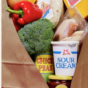 grocery items in brown bag